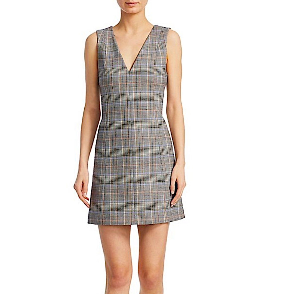 Theory Plaid Easy V Sheath Dress